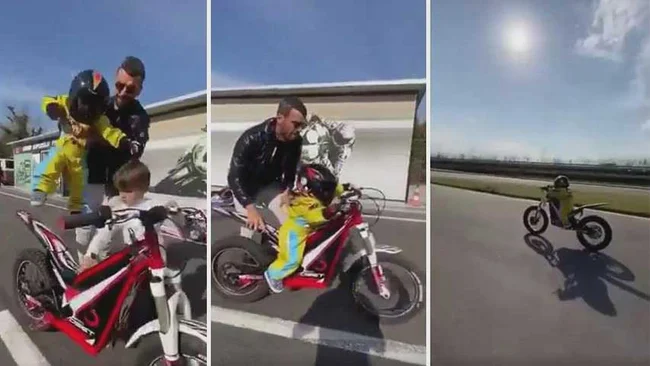 Kenan Sofuoğlu 2 yaşındaki çocuğuna motosiklet şovu yaptırdı!