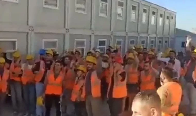 Şehir hastanesi inşaatında çalışan işçilerden 'zorunlu fazla mesai' protestosu
